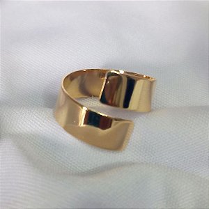 Anel Regulável Liso Grosso - Ouro 18K