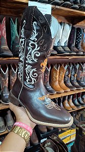 Bota texana feminina corte a laser/marrom