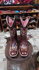 Bota texana feminina floral