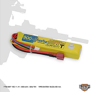 Bateria de Lipo FFB-005T 11.1v/ 900 mAh/ 15C/ Plug T - Feasso