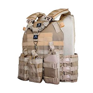 Capa de Colete Modular Plate Carrier f. Engate + 4 Acessorios - Tan