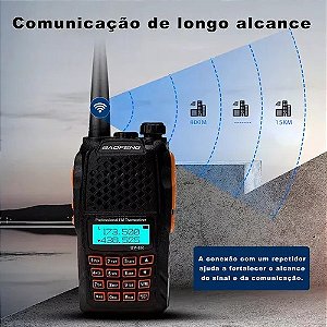 Radio Ht Walk Talk Dual Band Uhf Vhf Fm Baofeng Uv-6r 7w Cor Preto