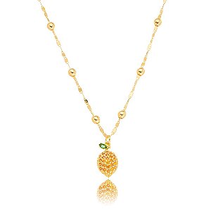 Colar Frutinha Laranja Dourado