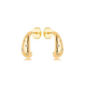 Brinco Luiza Zircônia Dourado