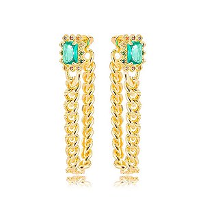 Ear Jacket Corrente Turmalina Dourado