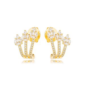 Ear Hook Rebeca Cravejado Dourado