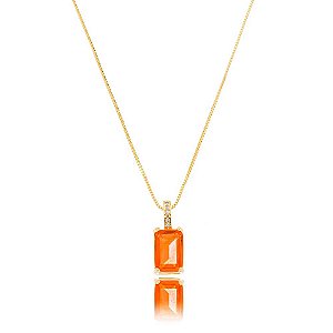 Colar Cristal Fusion Laranja Dourado