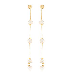 Ear Jacket Pérolas Barroca Dourado