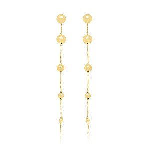 Brinco Fio Esferas Dourado