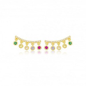 Ear Cuff Medalhas Colors Dourado