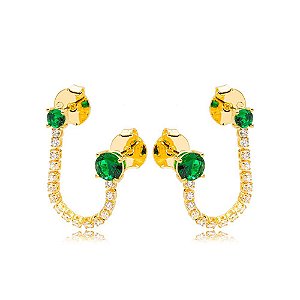 Ear Line Esmeralda Dourado