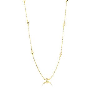 Colar Cristais Longo Dourado