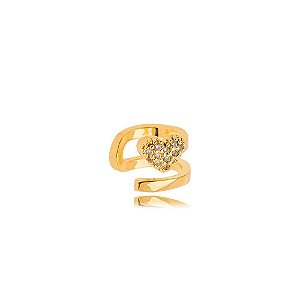 Piercing Coração Cravejado Dourado