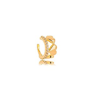 Piercing Cravejado Corações Dourado