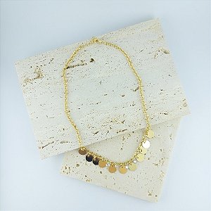 Choker Medalhas e Cristais Dourada