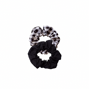 Par Scrunchies Xadrez Preto