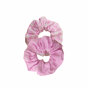 Par Scrunchies Xadrez Rosa