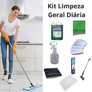 Kit Limpeza Geral Diária -Multiuso Concentrado, Mop Spray, Flanela e Acessórios