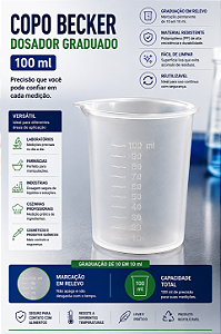 Copo Becker Dosador Graduado PP 100 ml