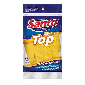 Luva Latex Sanro Top Amarela