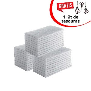 Kit 30 Fibras LT Macias Brancas + Jogo de Tesouras 3 Peças Grátis