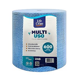 Pano Multiuso Plus Azul Life Clean 28x300m – Rolo 600 Panos