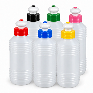 Frasco Plástico PEAD Estriado 500ml com Tampa Push-Pull Kit 6 Unidades