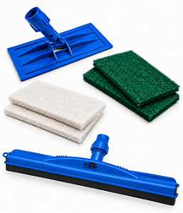 Kit Rodo Dry Borracha Dupla 55cm Azul + Suporte LT + 4 Fibras