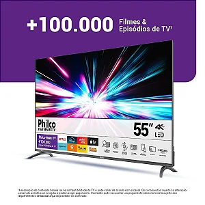 Smart TV 55" Philco 4K UHD Roku TV Dolby Audio P55CRA
