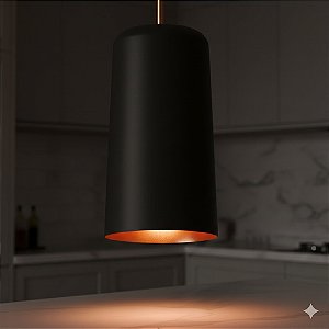 PENDENTE AMSTERDA 1XE27 PRETO/COBRE GRANDE