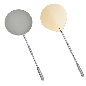 2 Pás de Pizza Inox e Madeira Cabo Inox