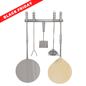 Kit 2 Pás de Pizza Em Inox Madeira E Conjunto Limpeza Forno