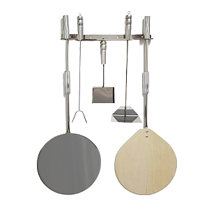 Kit 2 Pás de Pizza Em Inox Madeira E Conjunto Limpeza Forno