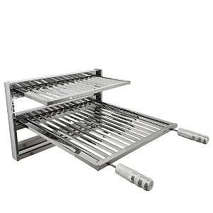 Kit Suporte Suspenso Fixo Aço Inox Com Grelha Churrasqueira