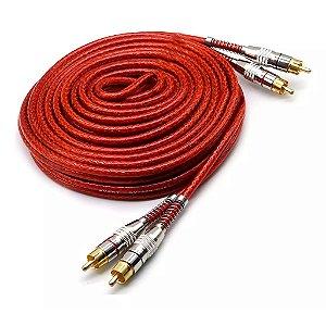 CABO 2 X 2 RCA PROFISSIONAL VERMELHO PLUGS METAL CBRC0044