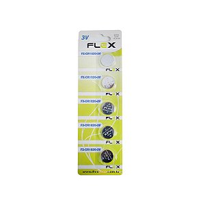BATERIA TIPO BOTAO ( CARTELA C/ 5 UNID. ) MOD. "FLEX" FX-1620 FLEX