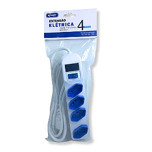 EXTENSAO DE TOMADA TIPO REGUA PLUGUE TRIPOLAR NBR 14136 4 TOMADAS FEMEAS KNUP SL7614