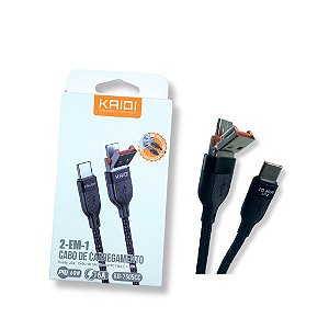 CABO USB 2 EM 1 TIPO C KAIDI CARREGAMENTO TURBO 1M KD-2505CC