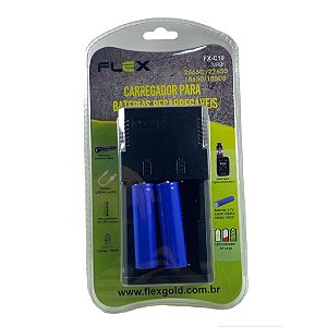 CARREGADOR DE BATERIA C/2 BATERIAS MARCA : FLEX MOD. FX-C10
