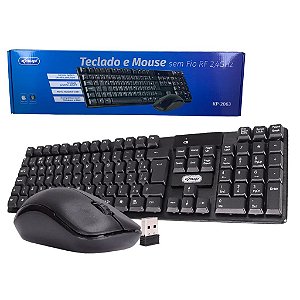 TECLADO E MOUSE SEM FIO RF 2,4GHZ KNUP KP-2063