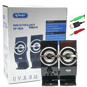 CAIXA DE SOM MULTIMIDEIA 2.0 CANAIS CONTROLE DE VOLUME LED KP-7024