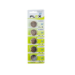 BATERIA TIPO BOTAO ( CARTELA C/ 5 UNID.) MOD. "FLEX" FX-CR2450-3V