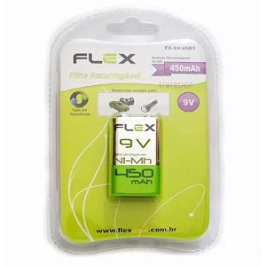 BATERIA 9V 450MAH RECARREGAVEL FLEX FX-9V/45B1