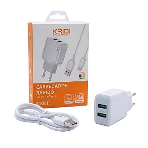 CARREGADOR DE DE TOMADA COM 2 SAIDAS USB KD-301C