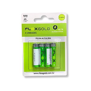 PILHA AAA ALCALINA C/4 UNIDADES FLEX MOD. FX-AAAK4