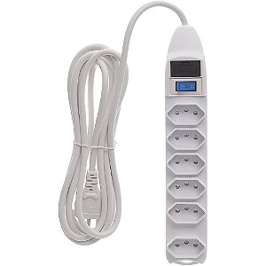EXTENSAO ELETRICA 6 TOMADAS FILTRO LINHA FUSIVEL 1,5 MT COM BOTAO LIGA/DESLIGA KNUP SL7606