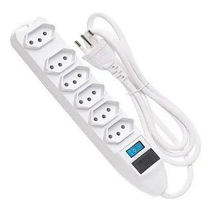 EXTENSAO ELETRICA 6 TOMADAS FILTRO LINHA FUSIVEL 3 MT COM BOTAO LIGA/DESLIGA KNUP SL7606-3M