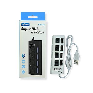 HUB USB 2.0 4 PORTAS COM CABO CHAVE LIGA/DESLIGA HB-T63