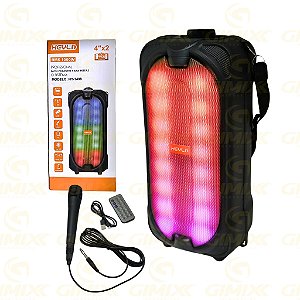 CAIXA DE SOM COM MICROFONE ILUMINAÇÃO COLORIDA HY1488