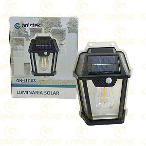 LUMINARIA LED SOLAR PARA AREA EXTERNA RECARREGAVEL SENSOR DEPRESENCA - ON-LU103